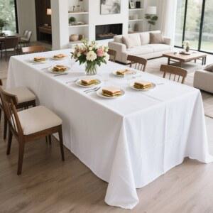 흰색 테이블 천 방수 안티 스크래치 폴리 에스터 식탁보 장식 빨 뷔페 다이닝 홈 파티 수있는 커버 패브릭