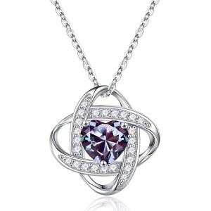 아이필 925 스털링 실버 러브 매듭 탄생석 목걸이, 천연 또는 창조 보석, 여성을 위한 기념일 생일 선물, 아내 엄마 여자친구를 보석 선물