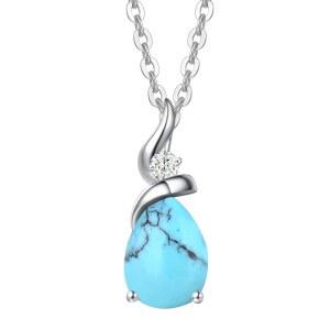 다이아몬드 배 모양의 눈물 목걸이를 가진 여성을 위한 FANCIME 14K 솔리드 화이트 골드 탄생석 펜던트 목걸이 엄마 생일 선물 스털링 실버 체인 16인치 + 2인치 익스텐더