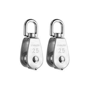 1PC 단일 풀리 블록 304 스테인레스 스틸 로프 케이블 롤러 시스템 리프팅 걸이와이어 견인 휠