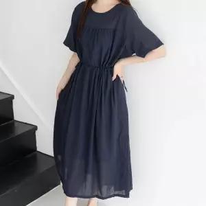 여자 여름 요루 빅사이즈 셔링 스트랩 하객룩 롱원피스