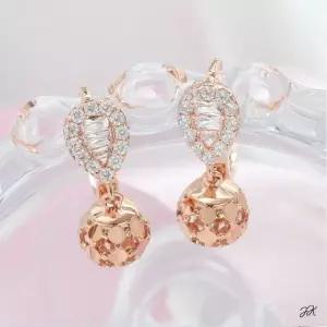 골드 진주 드롭 링 트위스트 꽃 큐빅 금침 핀 (WFJ5A0W)