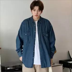 남성 데님 셔츠 포켓 청남방 루즈핏