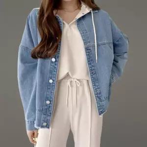 여성 캐주얼 튼튼한 코튼 중청 데님 포켓 루즈핏 재킷