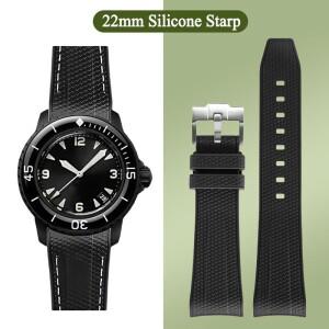 [호환품]Swatch X Blancpain 시계 밴드 용 22mm 실리콘 스트랩 소프트 방수 스포츠 남성용 팔찌 액세서리