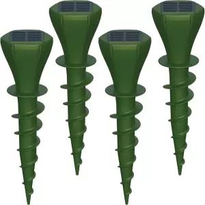 포수이 4 팩 태양 두더지 리펠러 진동 모터 및 나선형 드릴 지반 말뚝이 있는 고퍼 억제 장치 IP65 방수