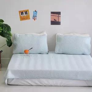 투투 선염 냉감 3중직 밴딩 카페트 패드 싱글 S 세트 블루 여름 침구 (WFJ5QC9)