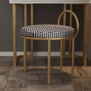 화장대 스툴 골드 체크 테두리 가벼운 메이크업 미니멀 낮은 소형