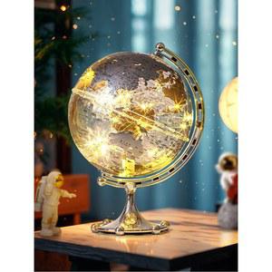 투명 지구본 크리스탈 실버 지구 오렌지 학생 행성 서전 LED 선물