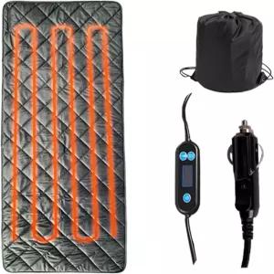 자동차 플러그 12볼트 크리스탈 벨벳 미끄럼 방지 바닥 담요 발열 매트 야외 온열 매트리스 침낭 - 9단계