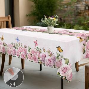 꽃테마 프린팅 식탁보 1개 시골 농가 스타일 우아하고  패턴 디자인 봄 및 여름 캠핑 피크닉 결혼식 어머니
