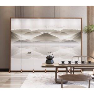 제사병풍 6폭 파티션 접이식 그림 명절 호텔 병풍 화조도 미니 제사용 민화 4폭