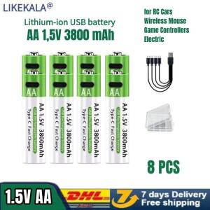충전식투광기 L 이온 AA 충전지 USB  3800mAh 15V 빠른  TypeC 포트