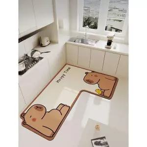 ㄱ자 주방매트 싱크대 발매트 북유럽풍 화강암그레이