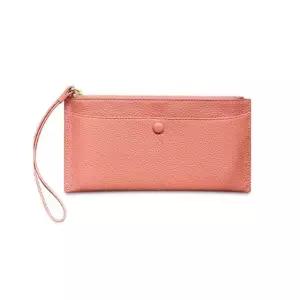 지퍼 카드 장지갑 여성 얇은 가방 지갑 핑크 (WFK439X)