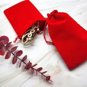 벨벳파우치 립스틱 화장품 작은 주머니 가방 레드 (WFJPVR0)