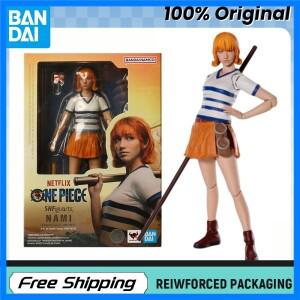 재고 있음 반다이 SHF 원피스 나미 넷플릭스 실사 버전 액션 피규어 모델 키트 오리지널 장난감 장식품 선