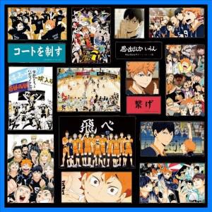 반다이 60/68pcs 하이큐 만화 방수 스티커 Kageyama Tobio 휴대 전화 핸드북 장식 흑백 스티커
