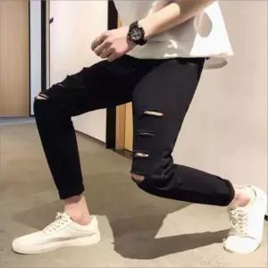 슬림핏 인기제품 찢청 데일리 신상품 청바지 블랙데님 남자 스키니진