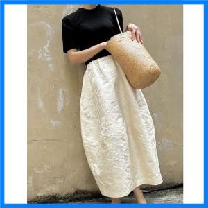 2024 새로운 도착 봄/여름 예술 스타일 여성 캐주얼 루즈 피트 탄성 허리 a 라인 자카드 디자인 발목 길이