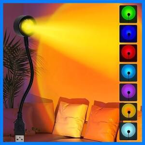 USB 선셋 라이트 프로젝터 레인보우 네온 나이트라이트 7색 LED 프로젝터 360도 회전 °   사진 촬영용 회