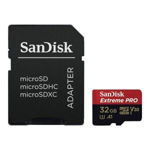 [미국배송] 샌디스크 익스트림 PRO MICROSDHC 메모리 카드 플러스 SD 어댑터 최대 100MB/S 클래스 10 U3 V30 A1 - 32GB SDSQXCG-032G