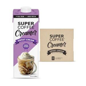 슈퍼 커피 크리머, 무설탕 크리머 (설탕 0g, 단백질 1g, 칼로리 15칼로리) [스위트 크림] 32파운드 오즈, 6팩 | 케토