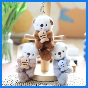 ZAKOL 귀여운 수달 물고기 플러시 펜던트 키 체인 배낭 열쇠 고리 펜던트 가방 키 지갑 펜던트 도매