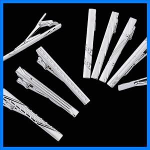 8pc 넥타이 클립 세트 남자를위한 금속 은빛 컬러 넥타이 클립 웨딩 신사 넥타이 바 크리스탈 핀 남자 액세