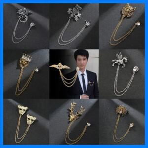 올빼미 남자 클래식 동물 사자 머리 코사지 정장 독수리 체인 패션 핀 브로치 액세서리