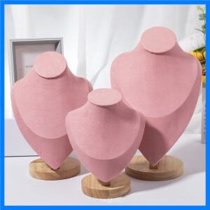 1pc 나무 마네킹 흉상 목걸이 디스플레이 스탠드 초상화 모델 목 펜던트 보석 스토리지 랙 홀더 창 쇼케이