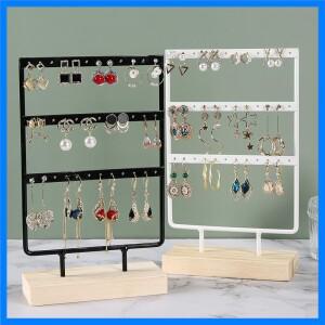 스탠드 보석 디스플레이 오거나이저 귀걸이 펜던트 팔찌 보석 홀더 나무 베이스 귀걸이 보관 랙 포함 24 44