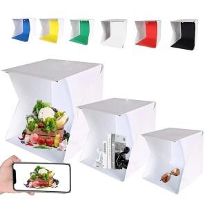 [호환품]접이식 라이트박스 휴대용  촬영 스튜디오 텐트 LED 램프 포토박스 6가지 색상 배경 USB 미니 소형