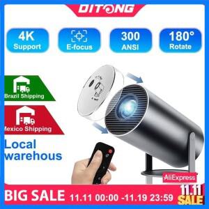 DITONG Hy300 Plus 프로젝터 4K 안드로이드 1080P 1280720P 풀 HD 홈 시어터 비디오 영화용 미니 led 프로
