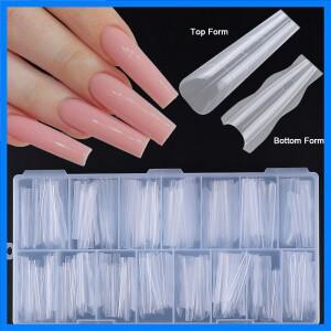 새로운 180개 샌드위치 듀얼 네일 폼 15사이즈 연장용-듀얼 폼 상하형 긴 관 모양 아몬드 네일 아트 폼 매