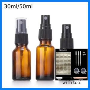 10/20pcs 30/50ml 빈 앰버 유리 휴대용 분무기 에센셜 오일 컨테이너 향수 에센셜 오일 프레스 PumpTravel