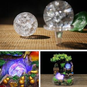 F2 4-8cm 아이스 크랙 크리스탈 볼 유리 마법 구체 장식품 록키 워터 분수 분재 거실 홈 데코 스노우 글로