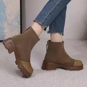 솔저스2 여자 플랫워커 워커 통굽 추동 진가죽 앵클부츠 빈티지 OPH4