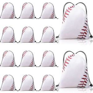 크래프트슈 12피스 야구 드로스트링 백팩, 흰색, 13.4 x 16.9 인치