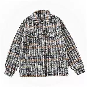 남자트위드재킷 아우터 가을 캐주얼 봄 남성 블레이저 재킷 오버핏 자켓 라운드 간절기 체크