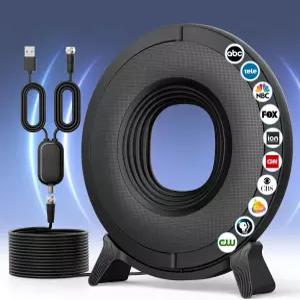 로컬 채널용 TV 안테나 실내 스마트 360° 수신용 2025 장거리 모든 TV용 디지털 4K 1080P HD VHF UHF 지원