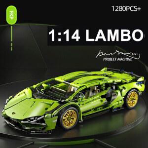 새로운 도착 1:14 Lamborgh 슈퍼 레이싱 카 빌딩 블록 벽돌 종이 지침 생일 크리스마스 장난감