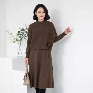 엄마옷 니트 원피스 조끼 세트 1GHJ24868 중년여성 마담 60 70대  빅사이즈 할머니