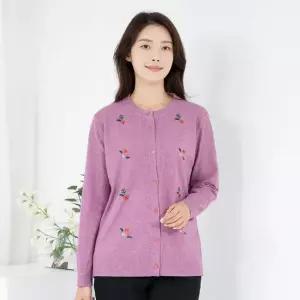 엄마옷 라운드 자수캐시미어니트가디건 1GHJ24137 중년여성 마담 60 70대  빅사이즈 할머니