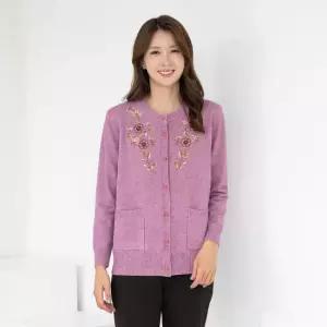 엄마옷 라운드 플라워자수 니트가디건 1GHJ24609 중년여성 마담 60 70대  빅사이즈 할머니