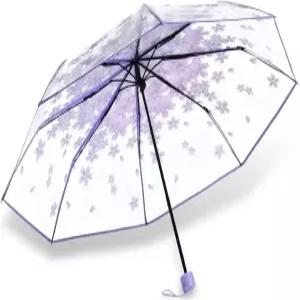 에이톤부 벚꽃 자동 투명 우산 접이식 컴팩트 클리어