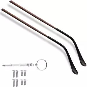 오푸짓 금속 안경 교체 사원 팔다리 수리 키트 범용 나사 달린 DIY 사원(1쌍 갈색)