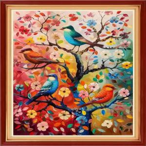 펀치 스탬프 크로스 스티치 키트 DIY 패턴 니들포인트 자수 아트 앤 크래프트 11CT 더 버드 온 트리탑