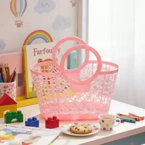 어린이 시장바구니 (핑크 3개) 바구니 가방 휴대용 쇼핑백 소꿉놀이 가게놀이 바스켓 미니