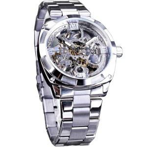 포시닝 남성용 럭셔리 스켈레톤 시계, 사각 베젤 손목시계가 있는 카빙 할로우 41mm 빅 다이얼, 자동 바람 기계식 시계